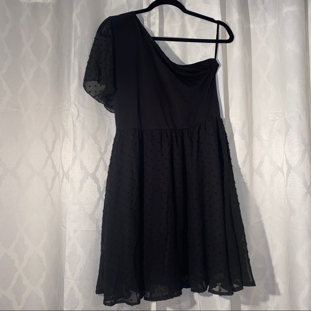 SHEIN One Shoulder Swiss Dot Panel Dress